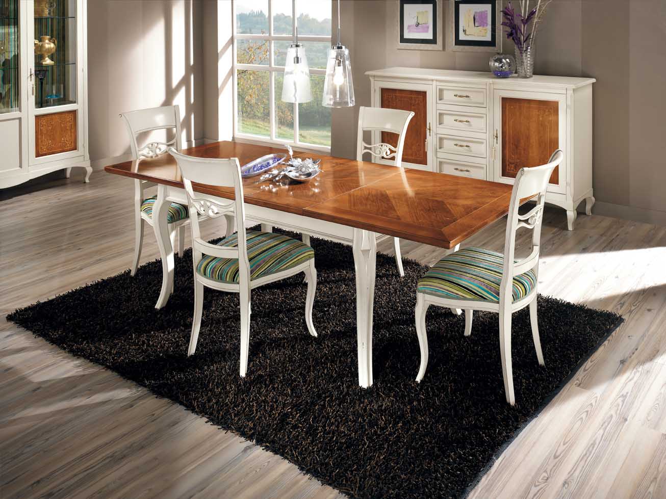 Credenza con bugne a intarsio floreale - immagine 3
